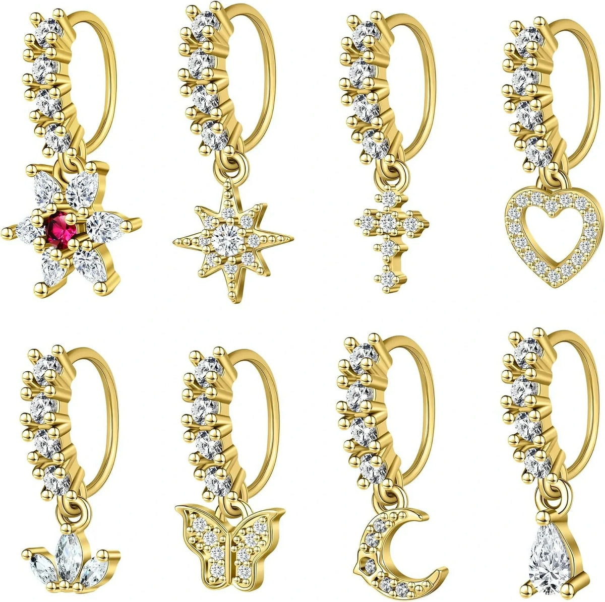 23-40 Pcs Gold Nose Rings & Studs - 18G & 20G Nose Piercing Jewelry