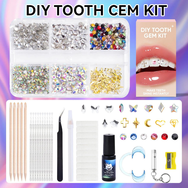 Dental Decorative Gemstones with Eco - friendly Glue Tooth Gemstone Kit DIY Tooth Gemstone Kit Temporary Styling Crystal Flat Shoes - QIAO CrystalQIAO CrystalQIAO Crystal