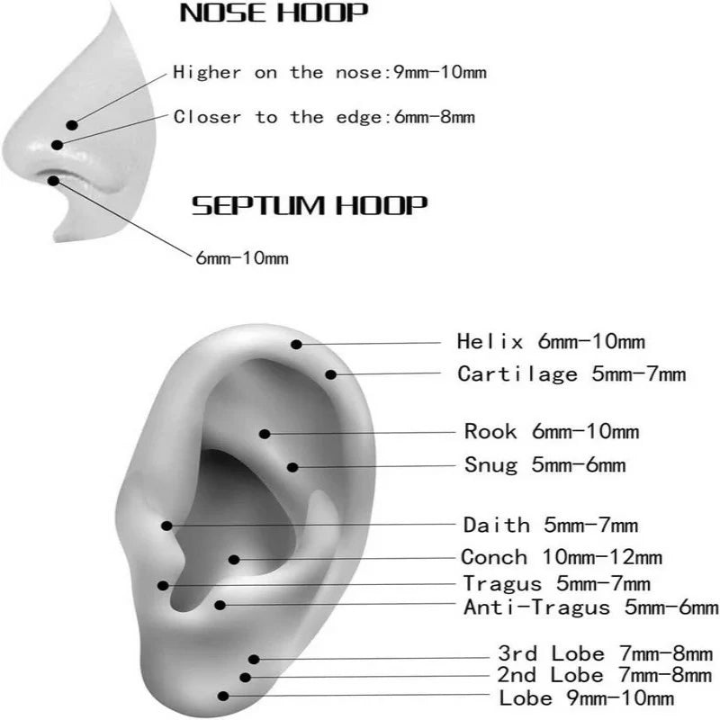Double Open Stack CZ Nose Ring Hoop 316L Surgical Steel Helix Rook Conch Cartilage Daith Tragus Earrings