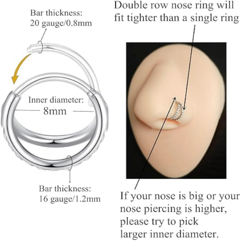 double-cz-hoop-piercing-jewelry-halloween-christmas-20g-nose-rings-6mm-7mm-8mm-classic-16g-cartilage-earrings-6mm12mm-surgical-steel-helix-tragus-lip-hoops-size-Product-Introduction