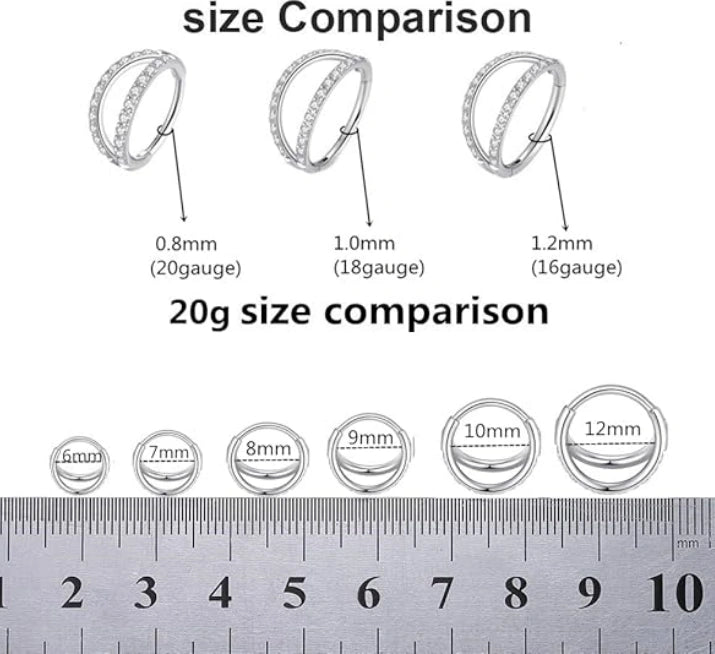 double-cz-hoop-piercing-jewelry-halloween-christmas-20g-nose-rings-6mm-7mm-8mm-classic-16g-cartilage-earrings-6mm12mm-surgical-steel-helix-tragus-lip-hoops-size-Product-Introduction