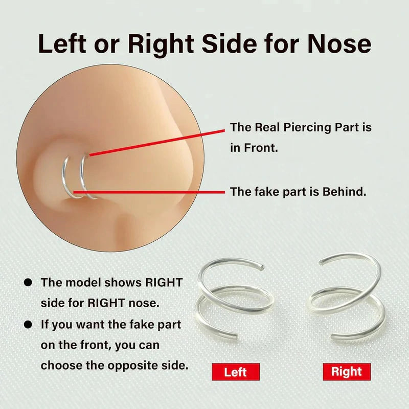 14K Gold Filled Sterling Silver Rose Gold Double Hoop Nose Ring for Single Piercing