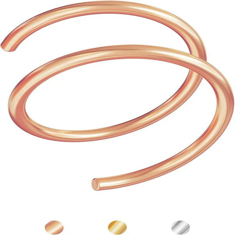 14K Gold Filled Sterling Silver Rose Gold Double Hoop Nose Ring for Single Piercing