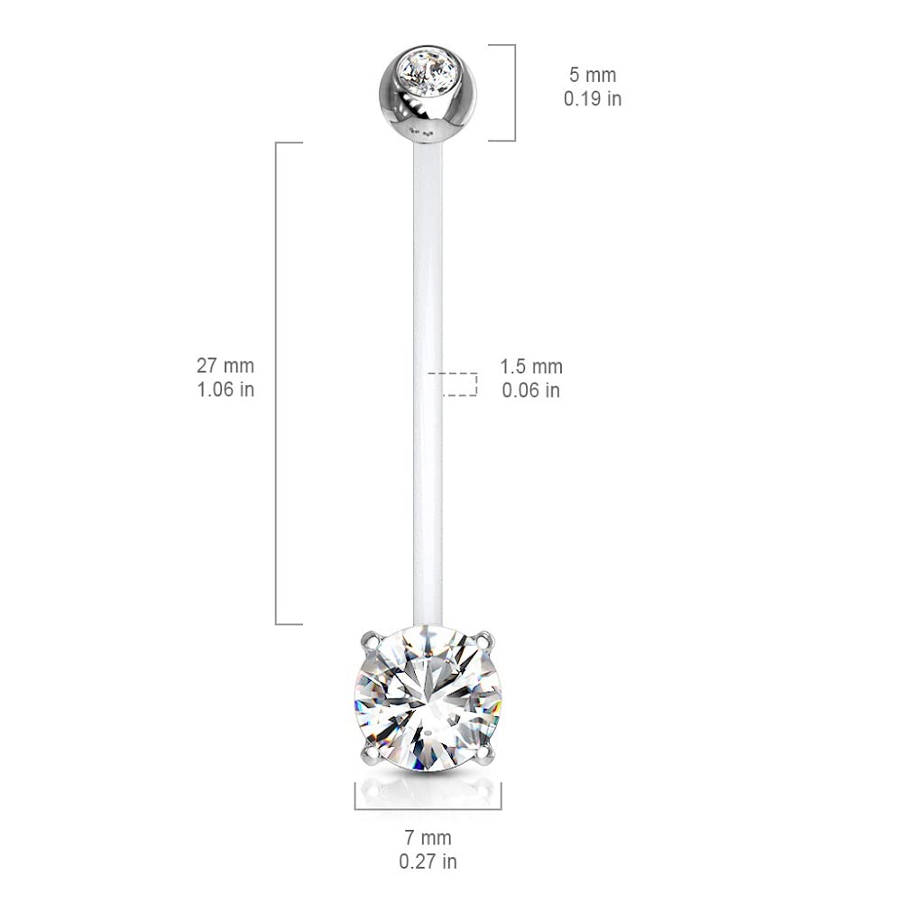 Double Jeweled Prong Set Round CZ Crystal Pregnancy Maternity  Belly Button Navel Ring - QIAO Crystal我的商店QIAO Crystal