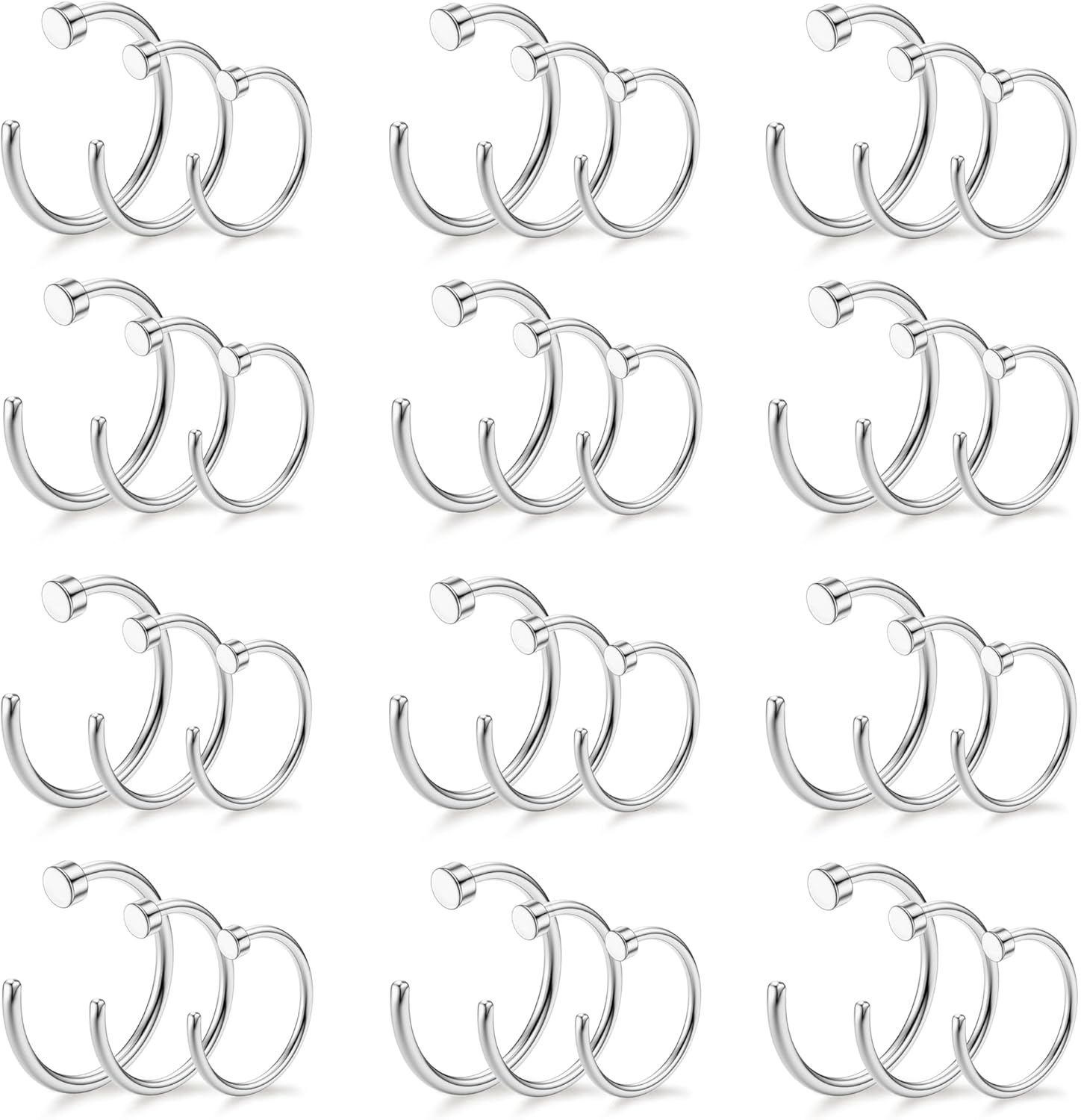 Drperfect 18/20/22G 36PCS 316L Stainless Steel Nose Rings Hoops Nose Piercing Jewelry for Women Men Colored Hoop Nose Ring 6mm 8mm 10mm 12mm - QIAO CrystalQIAO CrystalQIAO Crystal