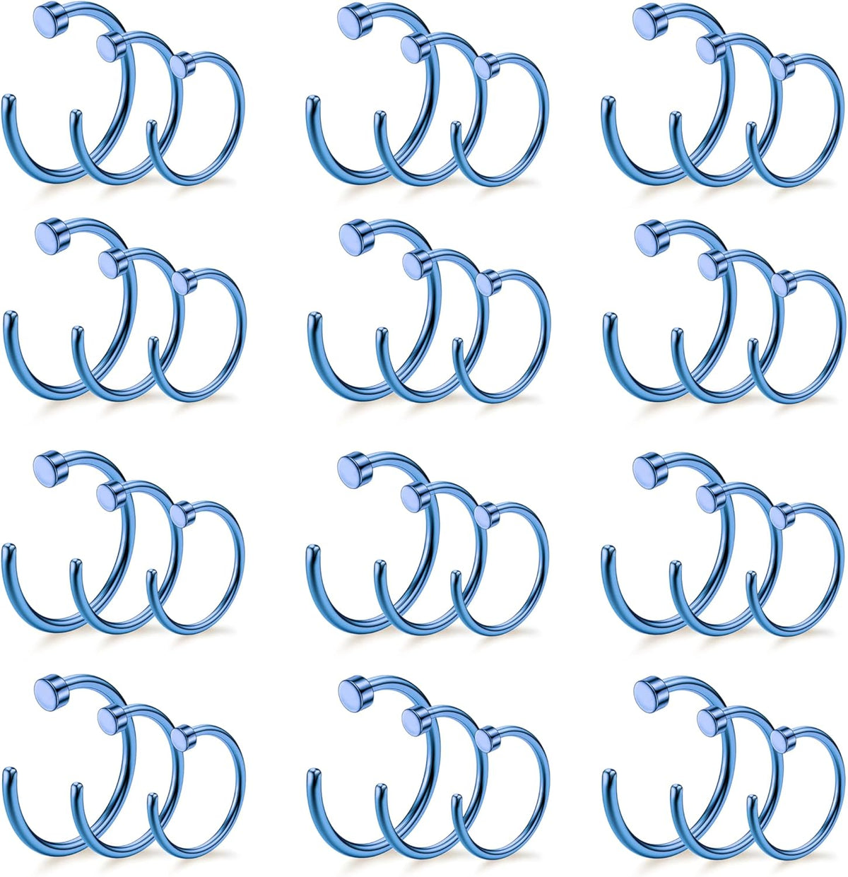 Drperfect 18/20/22G 36PCS 316L Stainless Steel Nose Rings Hoops Nose Piercing Jewelry for Women Men Colored Hoop Nose Ring 6mm 8mm 10mm 12mm - QIAO CrystalQIAO CrystalQIAO Crystal