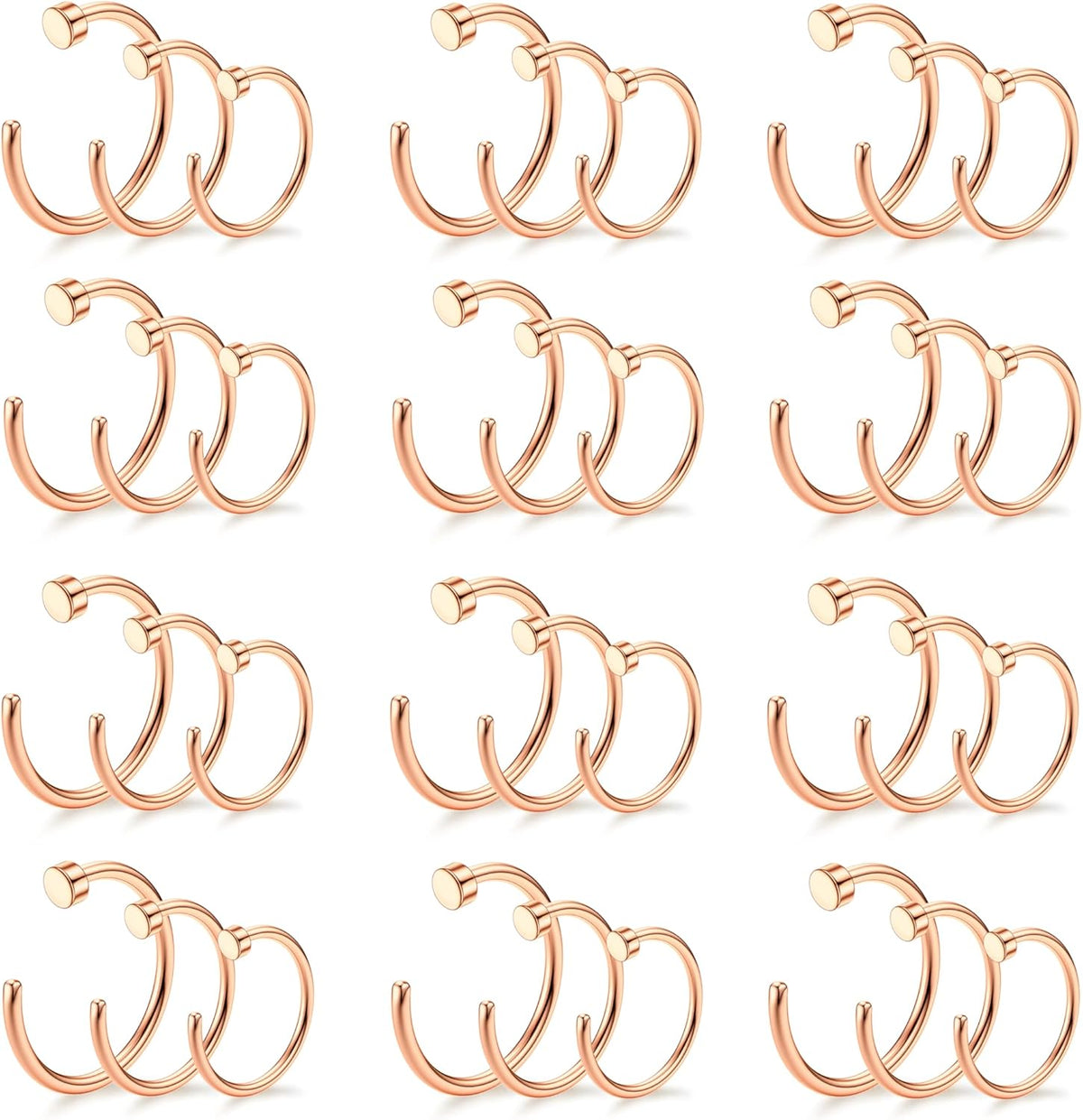 Drperfect 18/20/22G 36PCS 316L Stainless Steel Nose Rings Hoops Nose Piercing Jewelry for Women Men Colored Hoop Nose Ring 6mm 8mm 10mm 12mm - QIAO CrystalQIAO CrystalQIAO Crystal