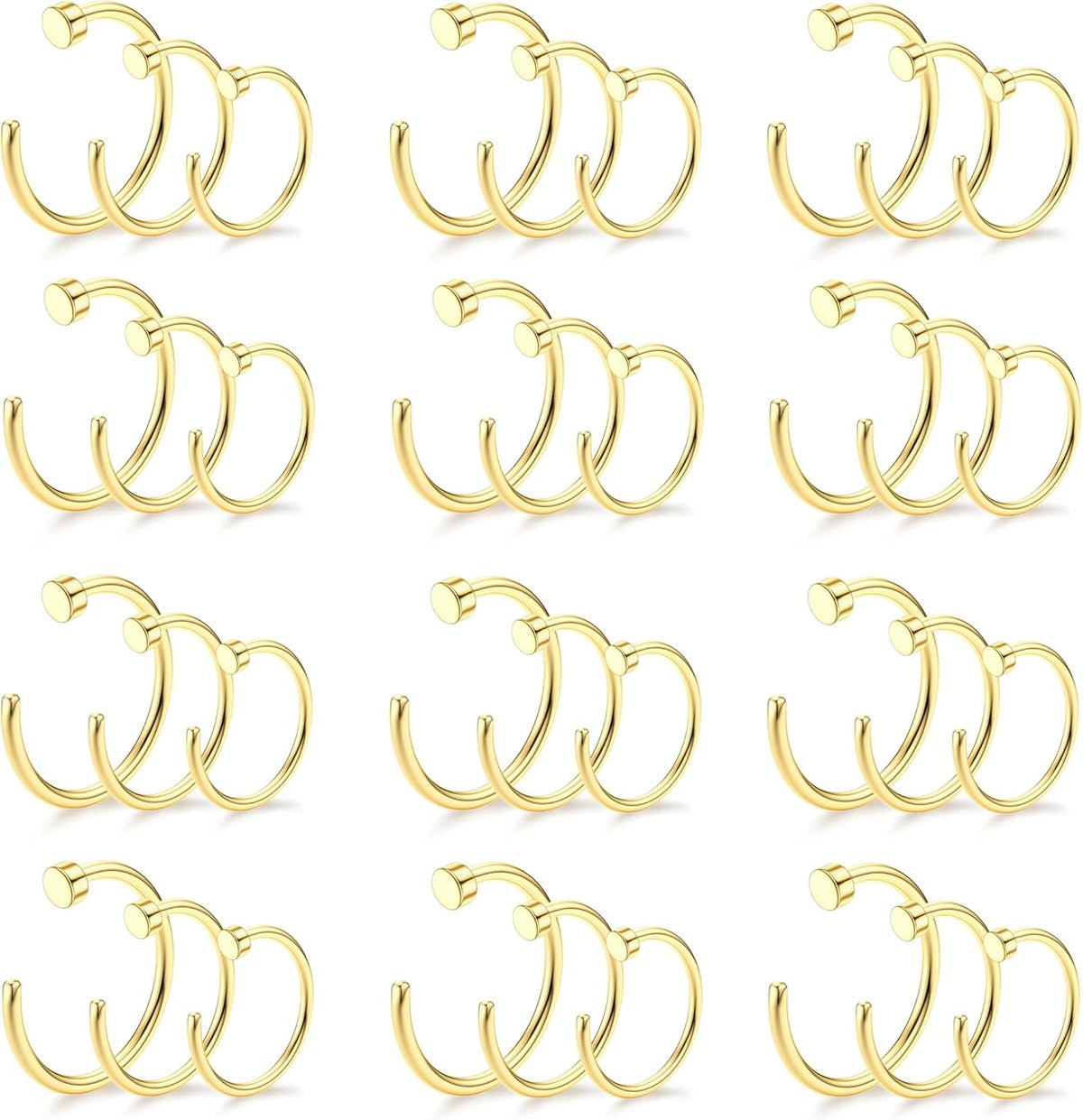 Drperfect 18/20/22G 36PCS 316L Stainless Steel Nose Rings Hoops Nose Piercing Jewelry for Women Men Colored Hoop Nose Ring 6mm 8mm 10mm 12mm - QIAO CrystalQIAO CrystalQIAO Crystal