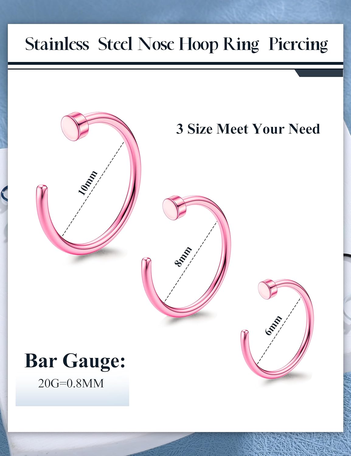 Drperfect 18/20/22G 36PCS 316L Stainless Steel Nose Rings Hoops Nose Piercing Jewelry for Women Men Colored Hoop Nose Ring 6mm 8mm 10mm 12mm - QIAO CrystalQIAO CrystalQIAO Crystal