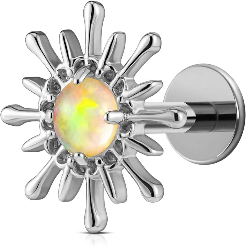 F136 Titanium 16G Flat Back Stud with 6mm 8mm post for Conch Helix Tragus Flat Labret - QIAO CrystalQIAO CrystalQIAO Crystal
