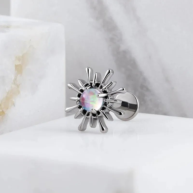 F136 Titanium 16G Flat Back Stud with 6mm 8mm post for Conch Helix Tragus Flat Labret - QIAO CrystalQIAO CrystalQIAO Crystal