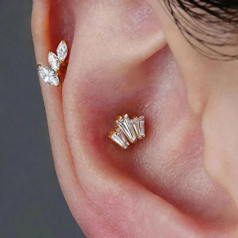 F136 Titanium Flat back Stud for Conch Helix Flat Tragus Left Ear/Right Ear