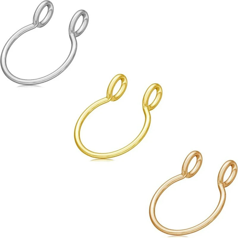 Fake Septum Hoop Nose Ring Non-Pierced Faux Body Piercing Jewelry