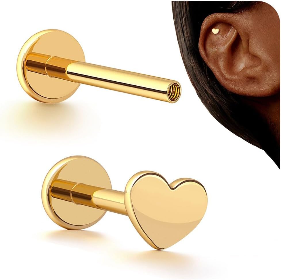 G23 Titanium Internal Thread Cartilage Earrings Hypoallergenic CZ Stud Piercing Jewelry - QIAO CrystalQIAO CrystalQIAO Crystal