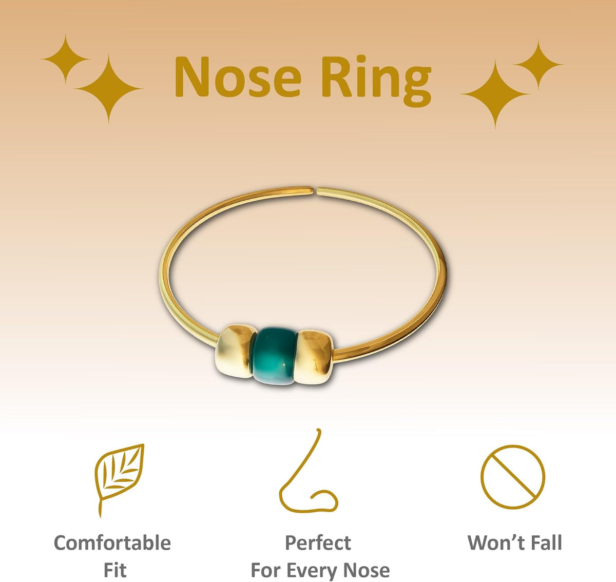 Gold Nose Ring - Thin Small 24 Gauge 7mm Nose Piercing Hoop With Blue Gem - 14k Gold Filled Nose Rings For Women - Handmade Nose Jewelry - Gift Ready - QIAO CrystalQIAO CrystalQIAO Crystal