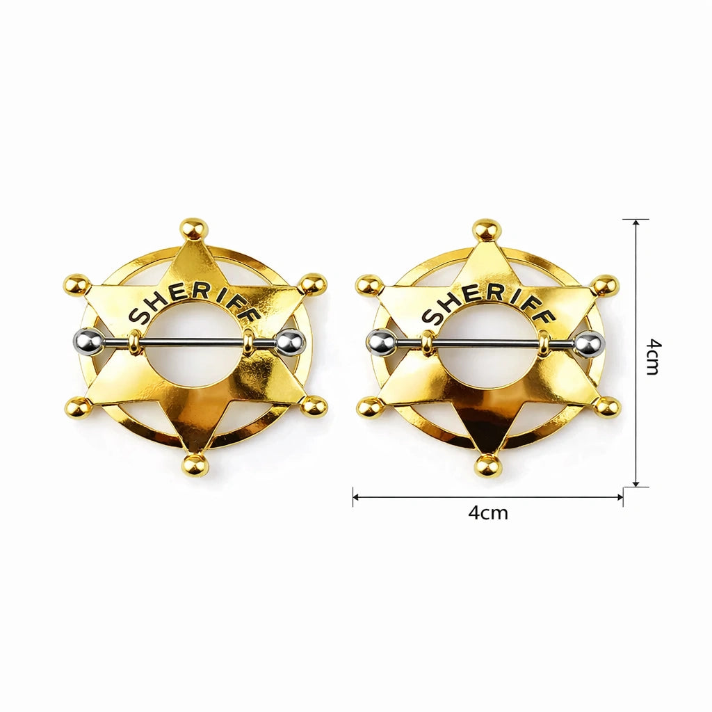 1 Pair of Rose Gold Plated Sheriff Nipple Shield Rings
