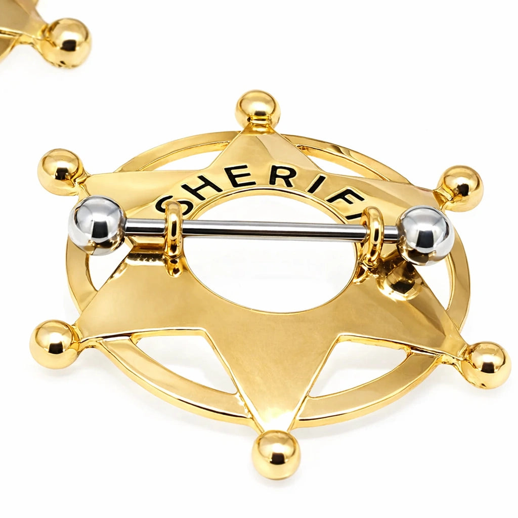 1 Pair of Rose Gold Plated Sheriff Nipple Shield Rings