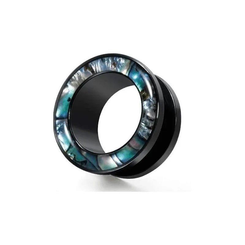 Green Seashell Floral Stainless Steel Screw Ear Plug Tunnel Gauge Stretcher Piercing - QIAO CrystalQIAO CrystalQIAO Crystal