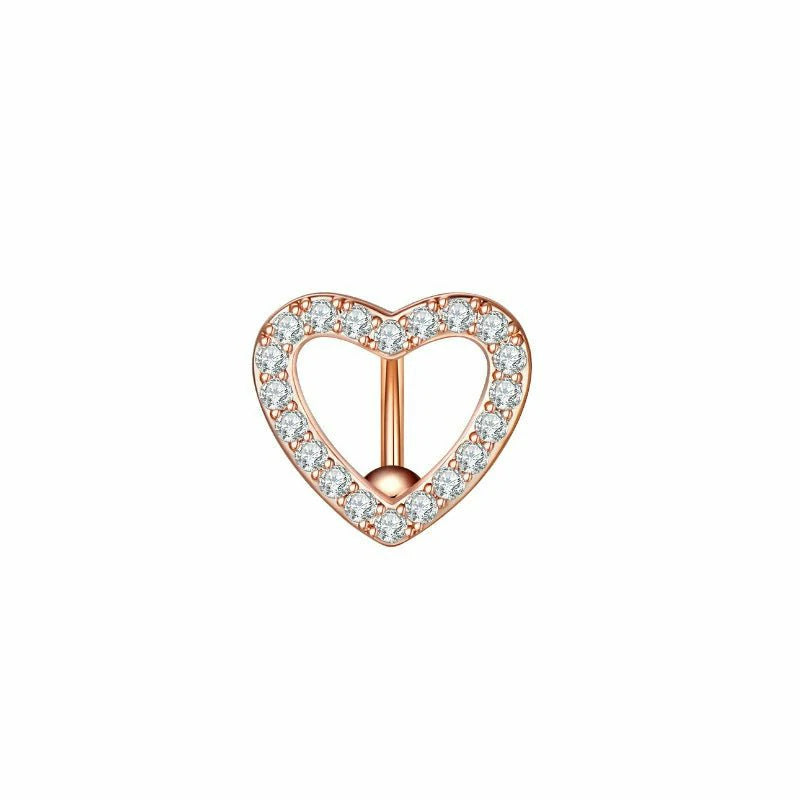Heart Belly Button Rings CZ Crystal Belly Button Rings 14G Surgical Steel Piercing Jewelry
