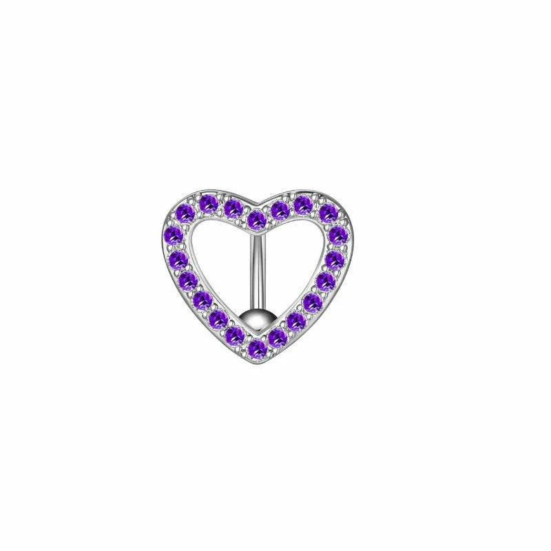 Heart Belly Button Rings CZ Crystal Belly Button Rings 14G Surgical Steel Piercing Jewelry