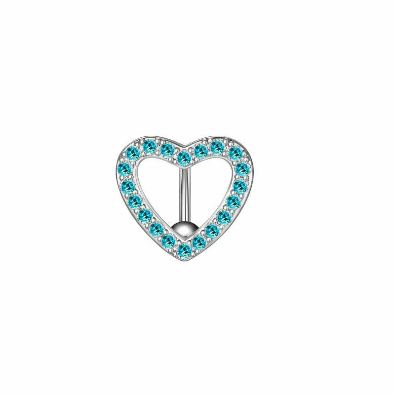 Heart Belly Button Rings CZ Crystal Belly Button Rings 14G Surgical Steel Piercing Jewelry