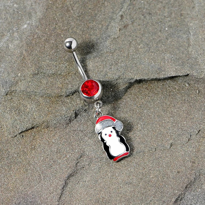 14G 316L Steel Navel Ring Christmas Penguin Holiday Dangle Belly Button Ring