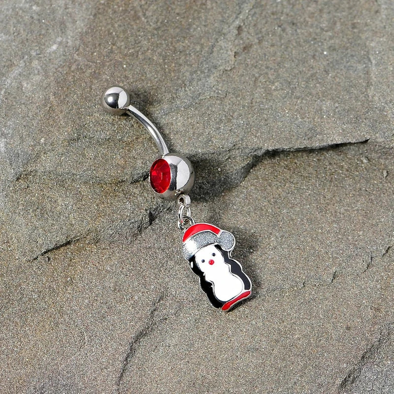 14G 316L Steel Navel Ring Christmas Penguin Holiday Dangle Belly Button Ring