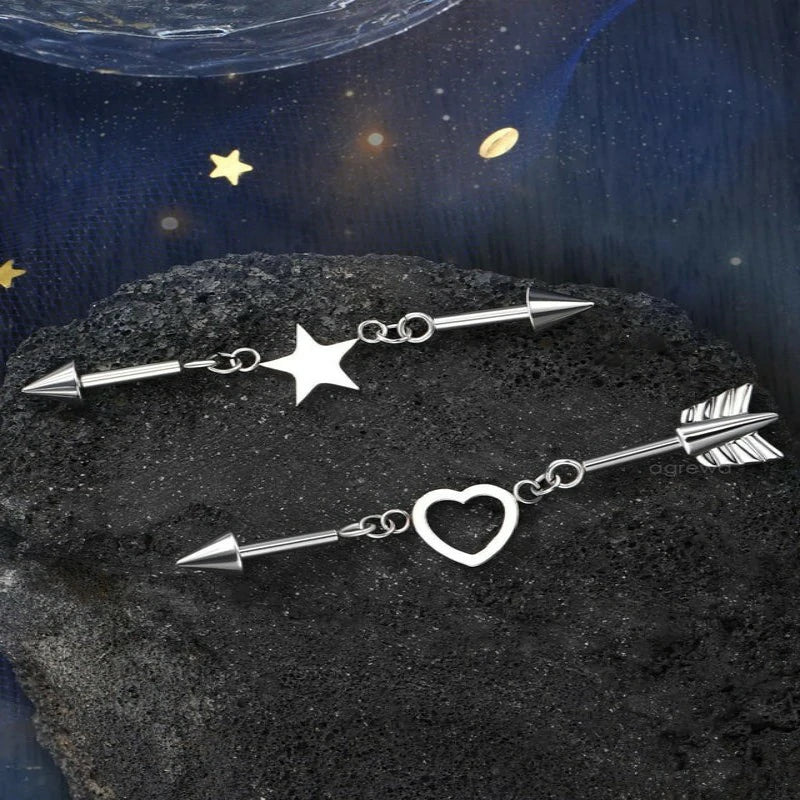 Minimalist Industrial Piercing Jewelry 14G 316L Stainless Steel Industrial Earrings