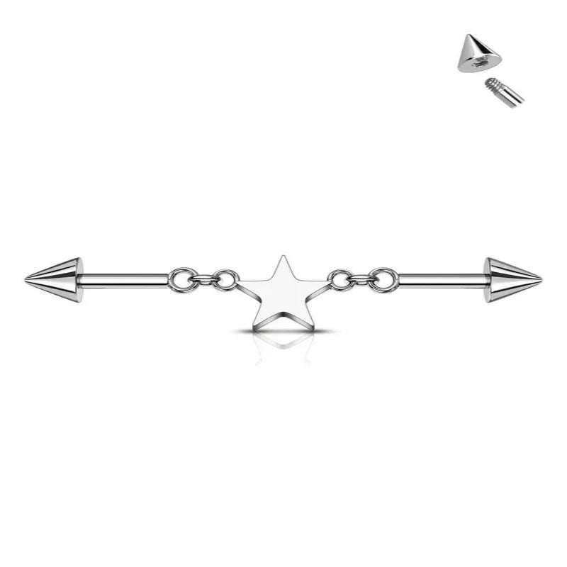 Minimalist Industrial Piercing Jewelry 14G 316L Stainless Steel Industrial Earrings
