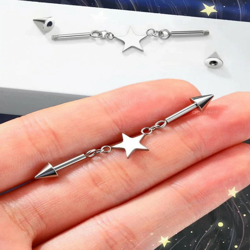 Minimalist Industrial Piercing Jewelry 14G 316L Stainless Steel Industrial Earrings
