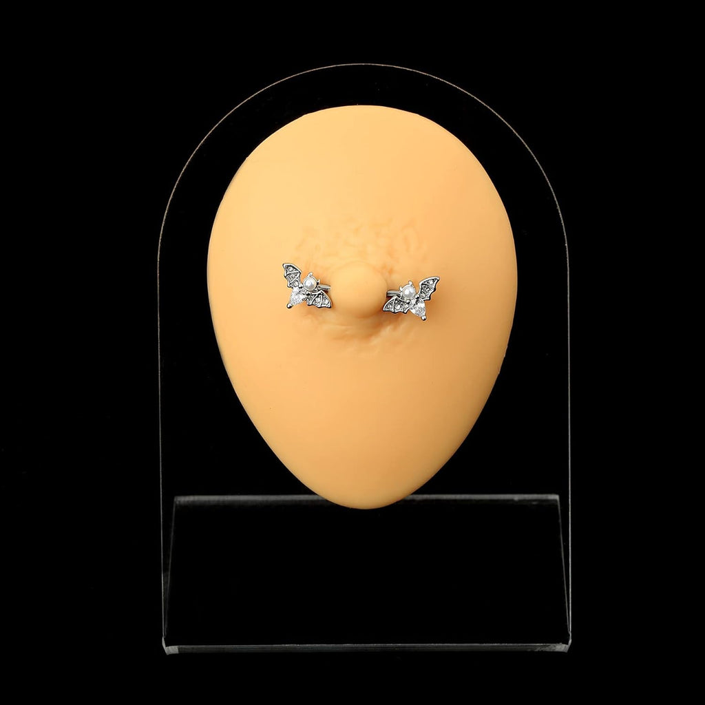 Jewseen Nipple Barbell 14g Piercing Jewelry with Sparkling CZ Stones - Perfect for Halloween Body Piercing - QIAO CrystalQIAO CrystalQIAO Crystal