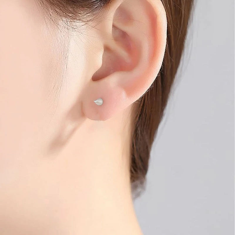 Minimalist Spike Ball Cartilage Stud Earrings 925 Sterling Silver Gold-Toned Small Cone Edgy Tragus
