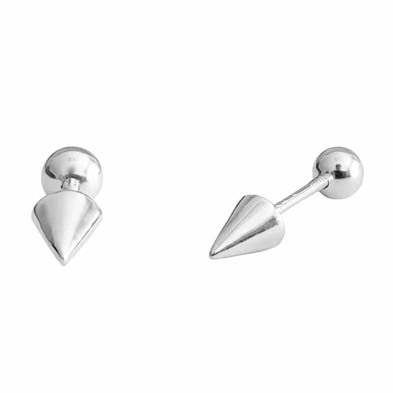 Minimalist Spike Ball Cartilage Stud Earrings 925 Sterling Silver Gold-Toned Small Cone Edgy Tragus