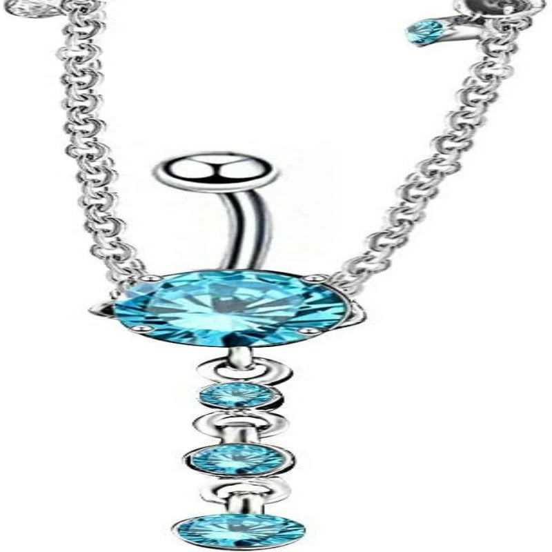 Piercing Navel Waist Chain Belly Button Ring Surgical Steel Sexy Love Dangle Body Jewelry