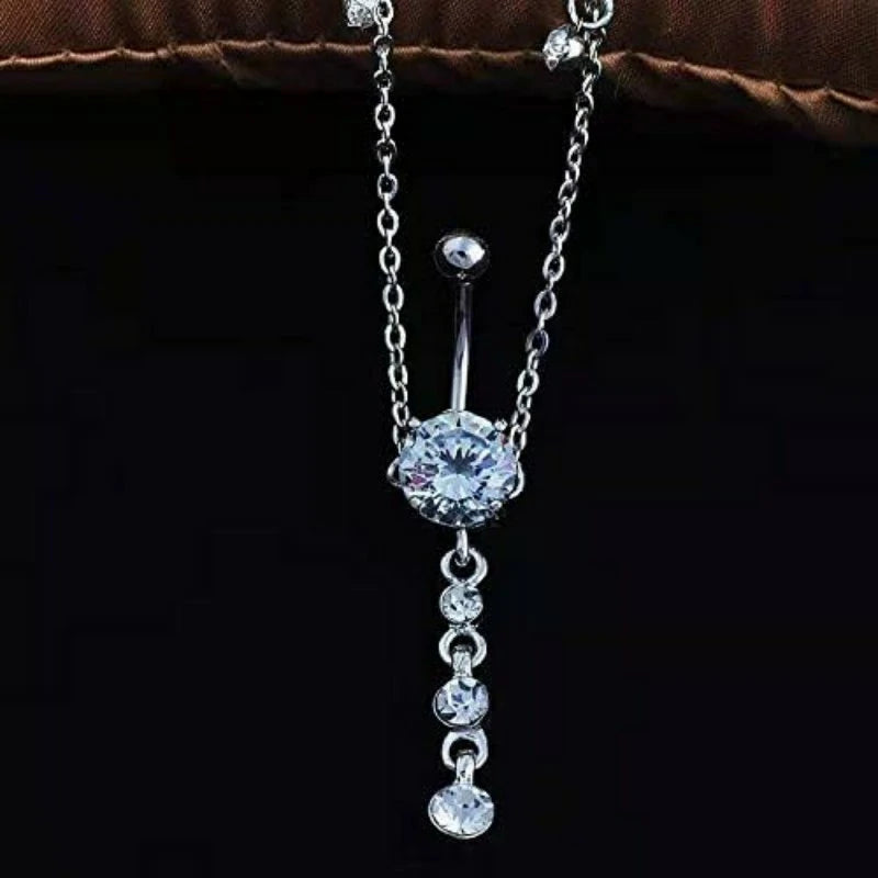 Piercing Navel Waist Chain Belly Button Ring Surgical Steel Sexy Love Dangle Body Jewelry