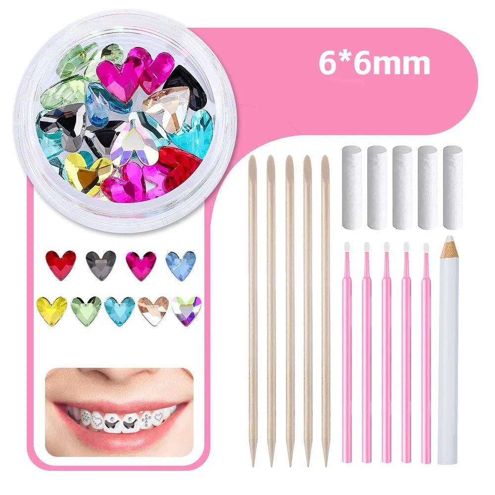 New round box tooth jewelry gemstone set professional glass crystal tooth gemstone set - QIAO CrystalQIAO CrystalQIAO Crystal