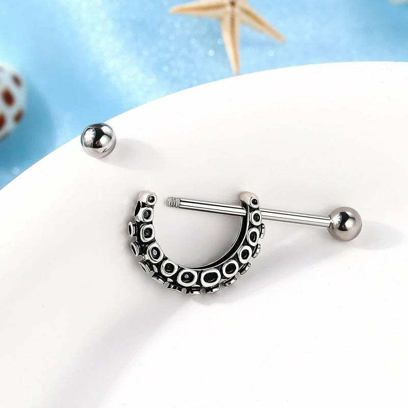 14G  316L Stainless Steel Octopus Piercing Jewelry Nipple Barbell