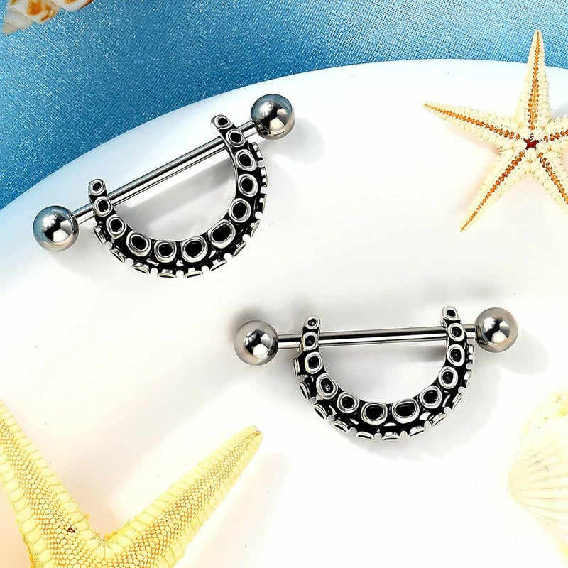 14G  316L Stainless Steel Octopus Piercing Jewelry Nipple Barbell