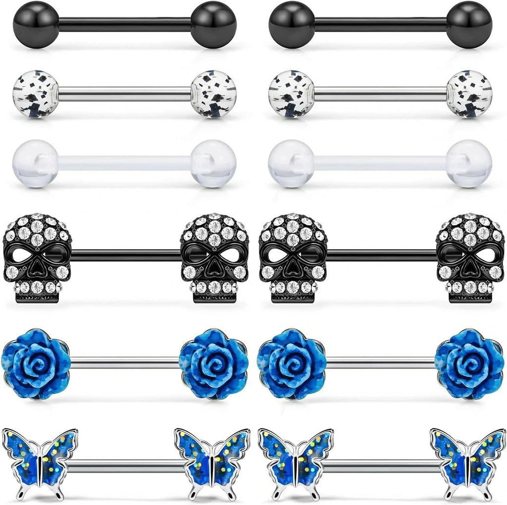 Nipple Rings for Women 14G Nipple Rings Surgical Steel Screw Nipplerings