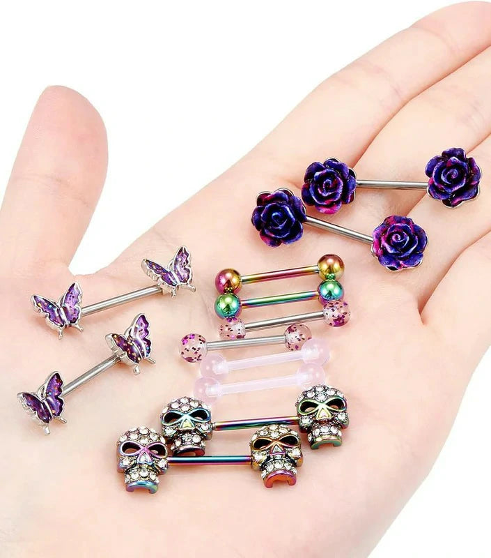 Nipple Rings for Women 14G Nipple Rings Surgical Steel Screw Nipplerings