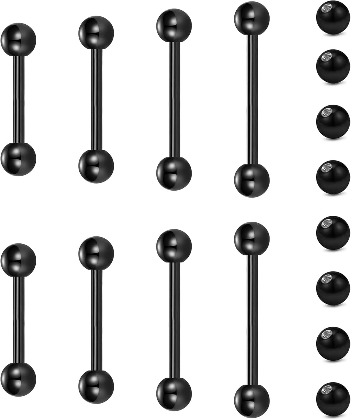 Nipple Rings Tongue Rings Stainless Steel 14G Straight Barbells Piercing Jewelry 12mm,14mm,16mm,18mm - QIAO CrystalQIAO CrystalQIAO Crystal