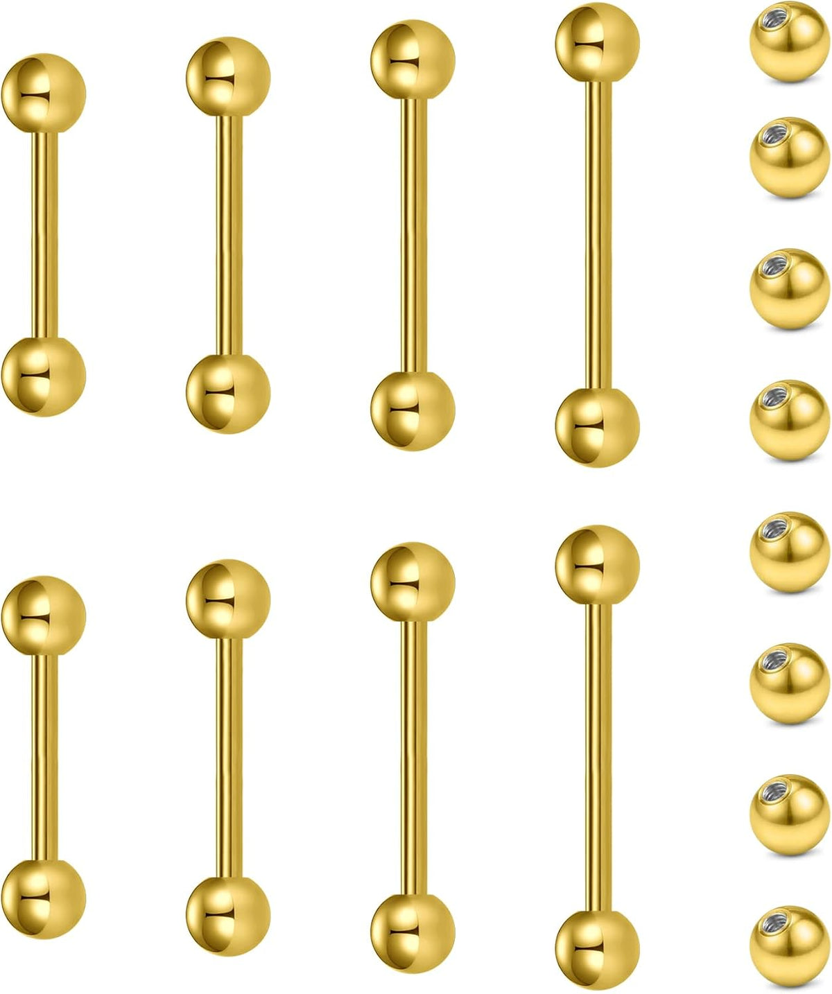 Nipple Rings Tongue Rings Stainless Steel 14G Straight Barbells Piercing Jewelry 12mm,14mm,16mm,18mm - QIAO CrystalQIAO CrystalQIAO Crystal