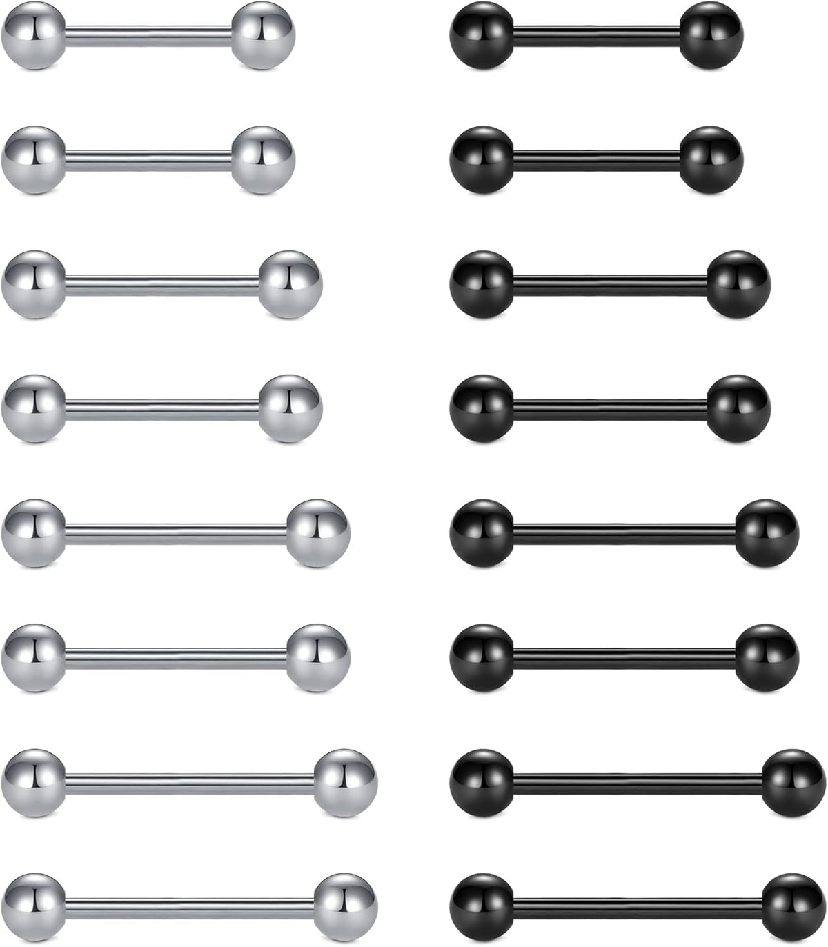 Nipple Rings Tongue Rings Stainless Steel 14G Straight Barbells Piercing Jewelry 12mm,14mm,16mm,18mm - QIAO CrystalQIAO CrystalQIAO Crystal