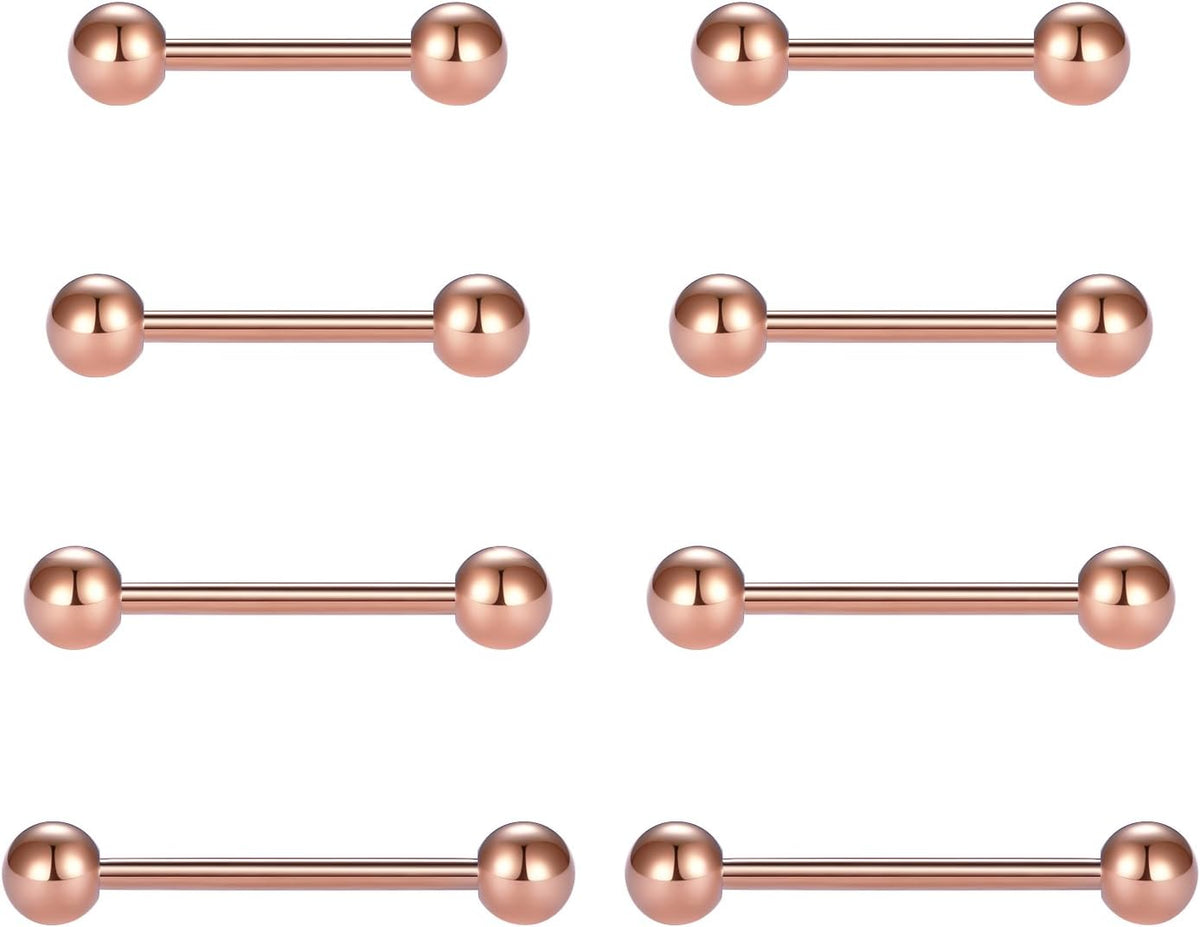 Nipple Rings Tongue Rings Stainless Steel 14G Straight Barbells Piercing Jewelry 12mm,14mm,16mm,18mm - QIAO CrystalQIAO CrystalQIAO Crystal
