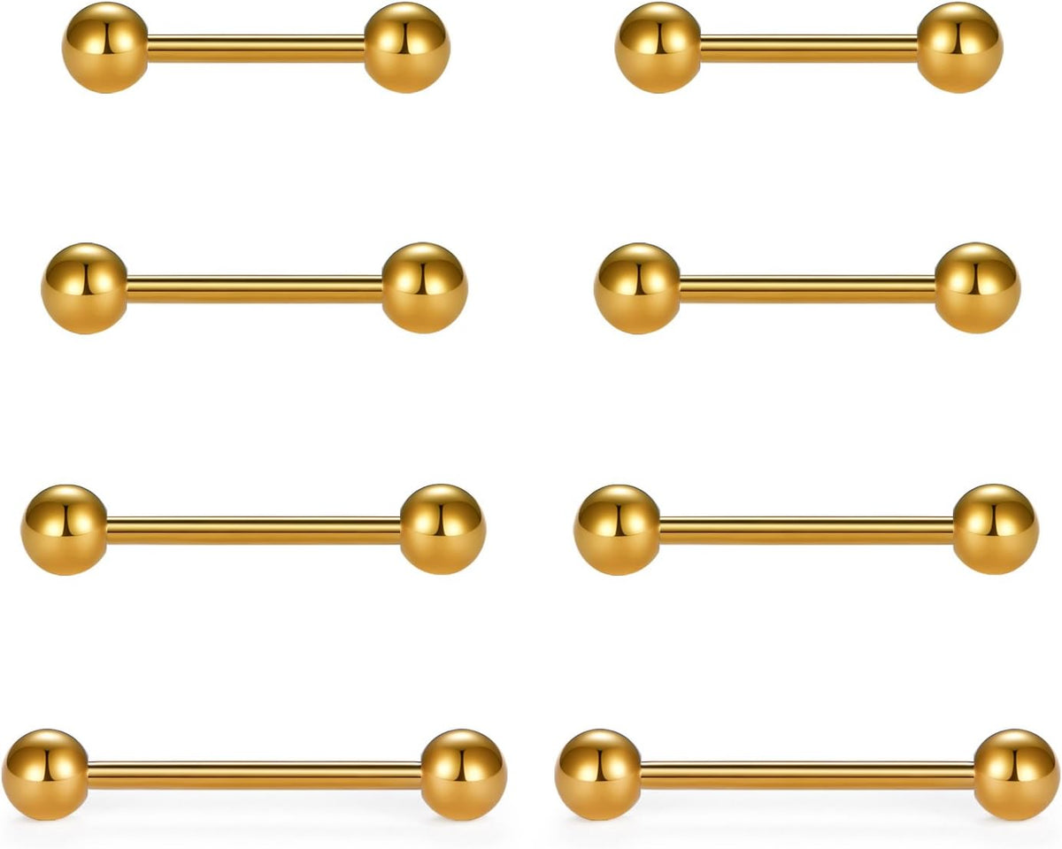 Nipple Rings Tongue Rings Stainless Steel 14G Straight Barbells Piercing Jewelry 12mm,14mm,16mm,18mm - QIAO CrystalQIAO CrystalQIAO Crystal