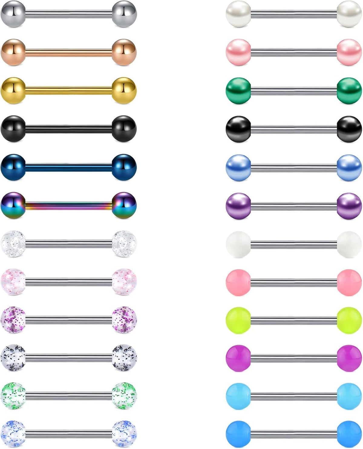 Nipple Rings Tongue Rings Stainless Steel 14G Straight Barbells Piercing Jewelry 12mm,14mm,16mm,18mm - QIAO CrystalQIAO CrystalQIAO Crystal