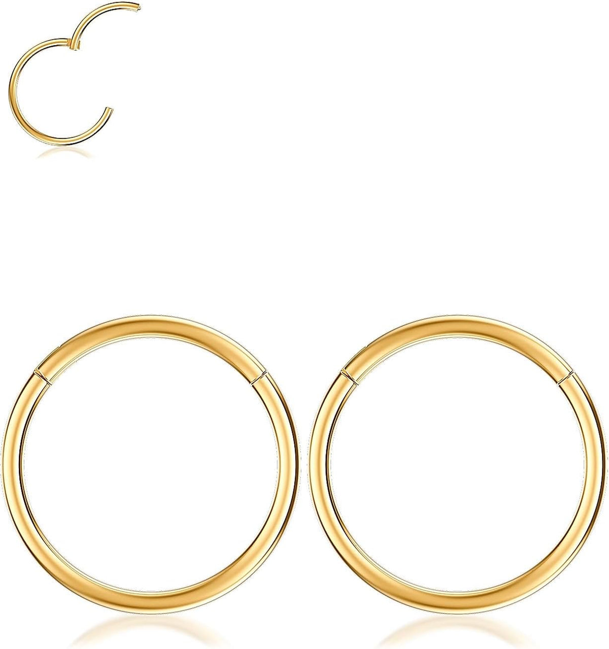 Nose Rings Hoop and Nose Studs Sets for Women Men,Hypoallergenic 316L Surgical Stainless Steel Hinged Clicker Segment Nose Rings Hoop Helix Cartilage Daith Tragus Sleeper Earrings Silver Gold Black L Shape/Corkscrew/Straight Nose Studs Real Body Piercing - QIAO CrystalQIAO CrystalQIAO Crystal