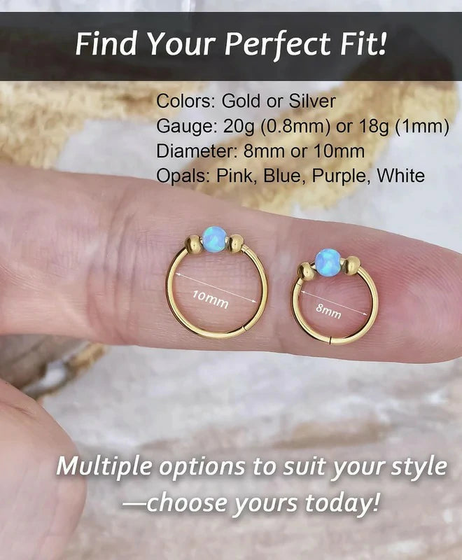 Opal Nose Rings Hoops and Corkscrew Nose Studs Hypoallergenic 316L Surgical Stainless