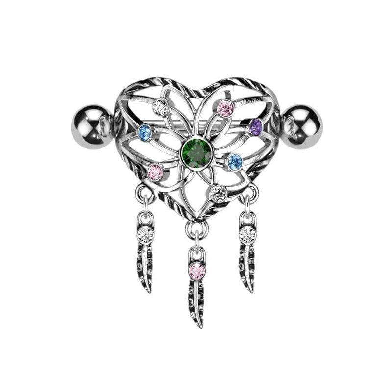 14GA 316L Stainless Steel Heart Dream Catcher Nipple Shields