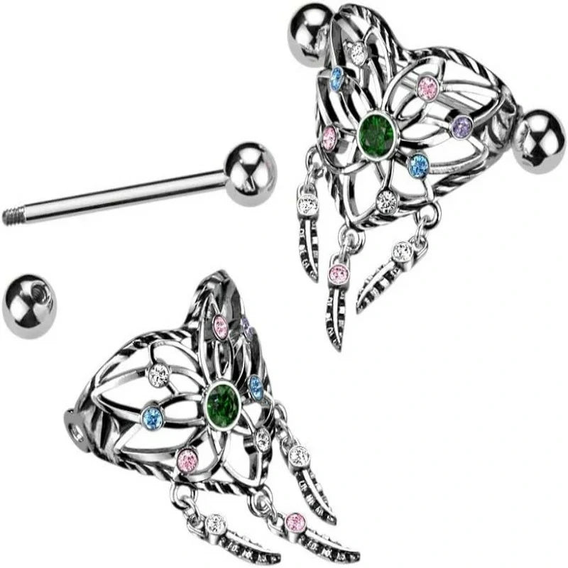 316L Stainless Steel Heart Dream Catcher Nipple Shields